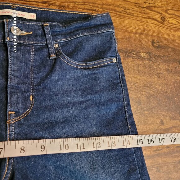 Levi's Jeans 28 Super Skinny 310 Shaping Mid Rise Raw Hem Dark Wash Western - Picture 8 of 13